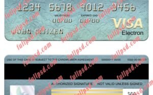 download Liechtenstein union bank visa electron card psd template