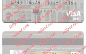download Luxembourg Banque Fortuna visa debit card psd template