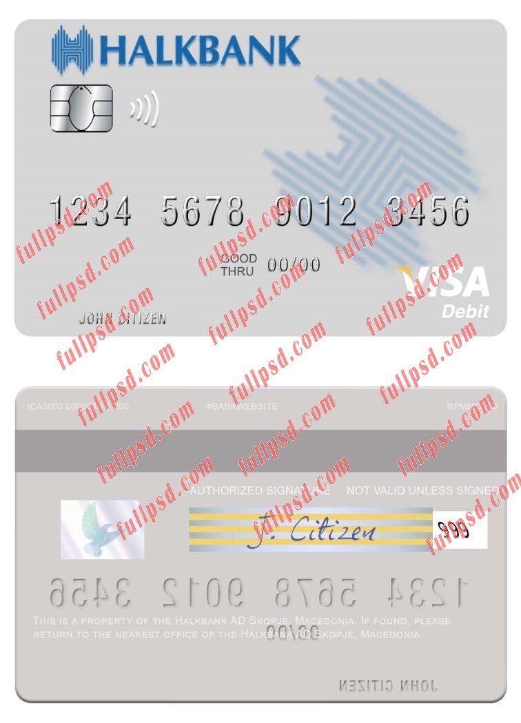download Macedonia Halkbank AD Skopje visa debit card psd template