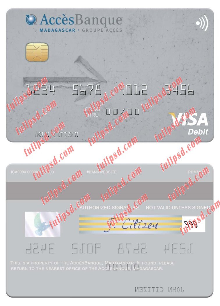 download Madagascar AccesBanque visa debit card psd template