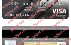 download Malaysia AmBank Islamic bank visa platinum card psd template
