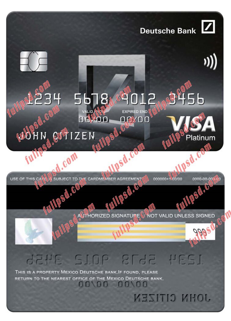 download Mexico Deutsche bank visa platinum card psd template