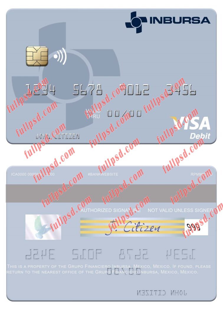 download Mexico Grupo Financiero Inbursa visa debit card psd template