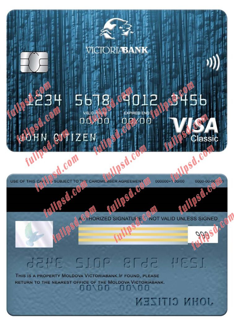 download Moldova Victoriabank visa classic card psd template
