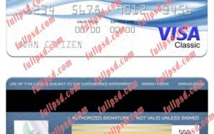 download Mongolia Development bank visa classic card psd template