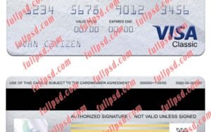 download Montenegro Atlasmont Bank visa classic card psd template