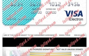 download New Zealand BNZ Greymouth Bank visa electron card psd template