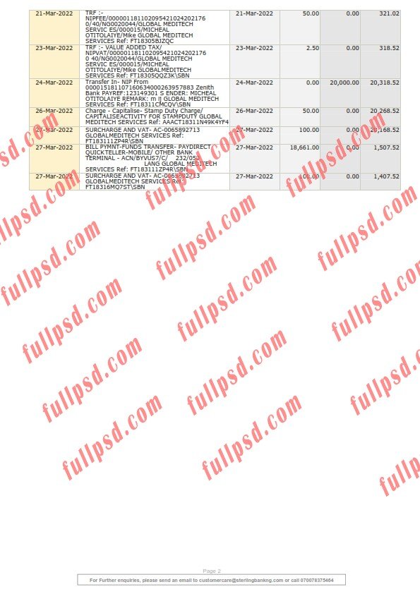 download Nigeria Sterling bank statement pdf and word template - Image 2