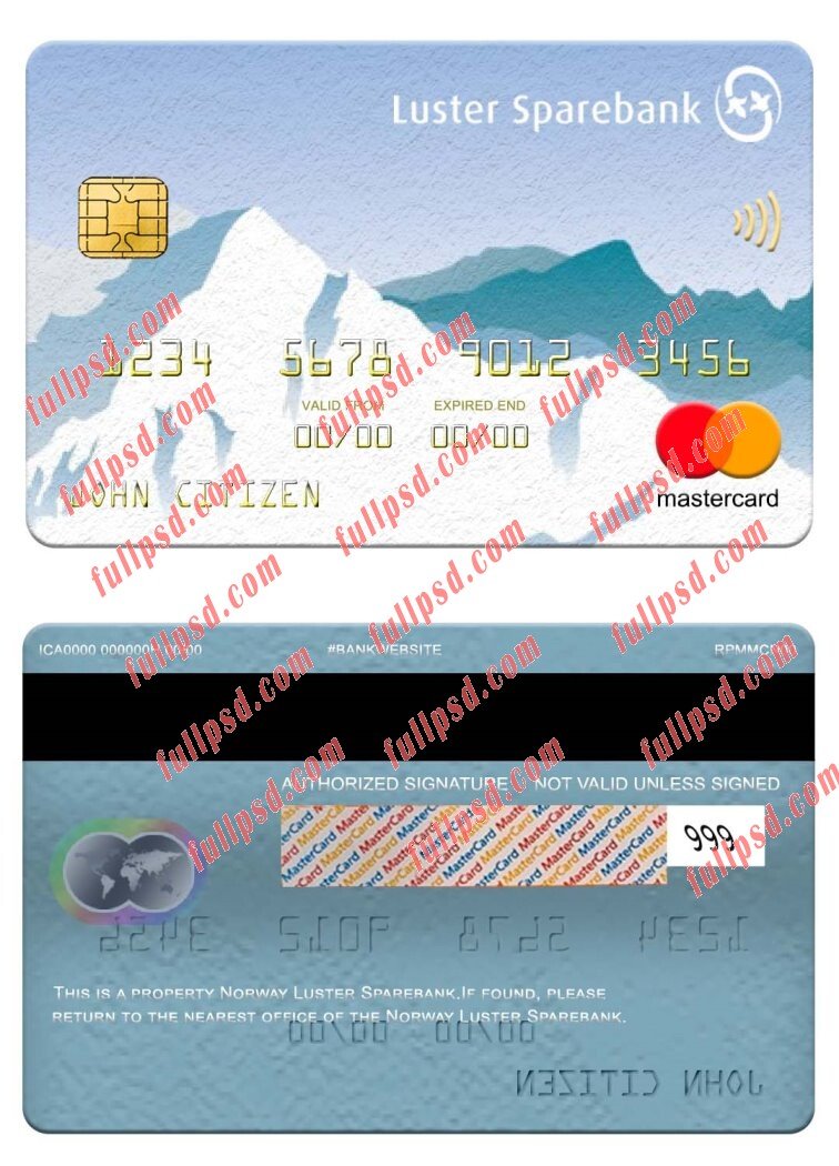 Norway Luster Sparebank mastercard psd template
