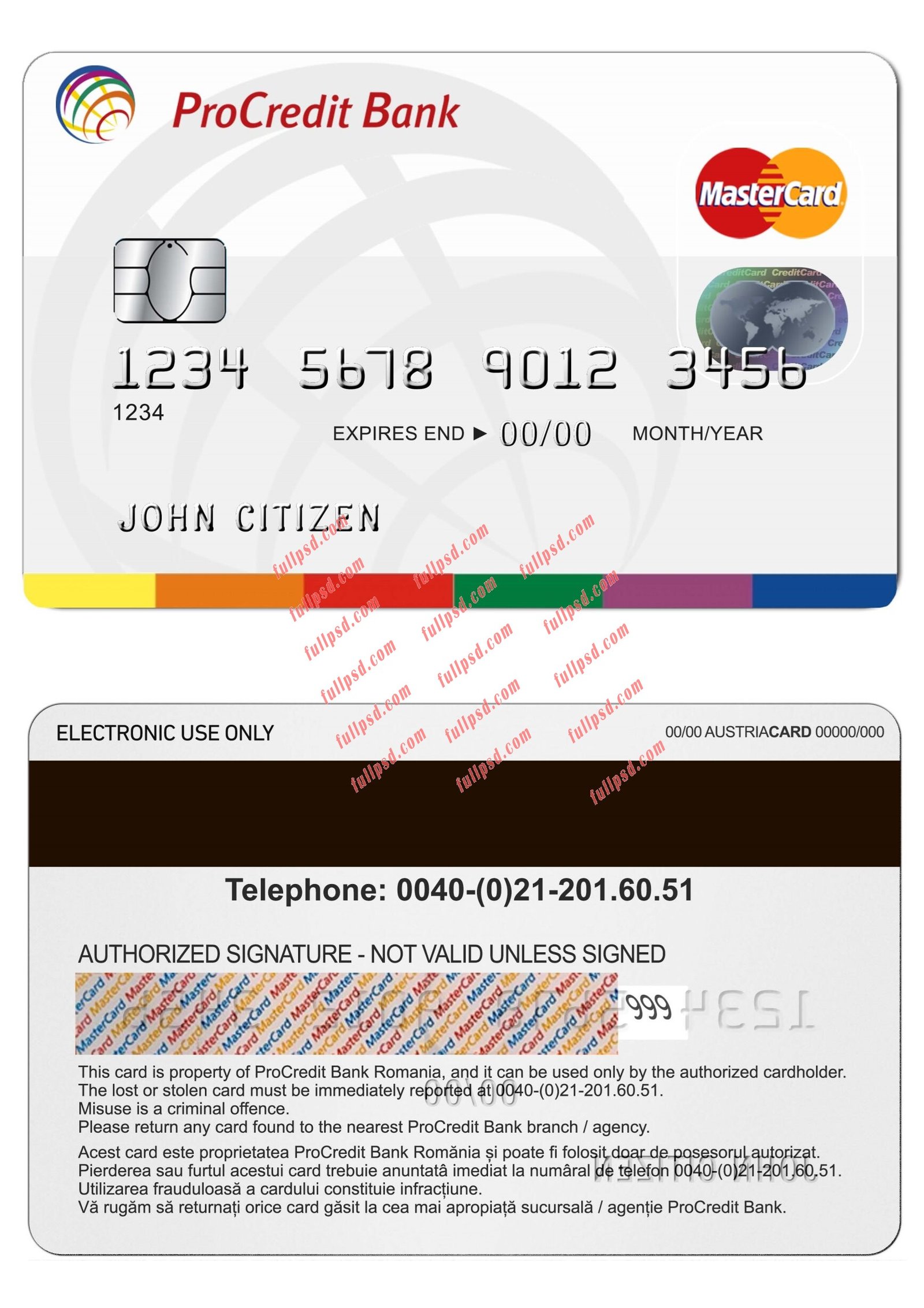 romania raiffeisen bank mastercard psd template