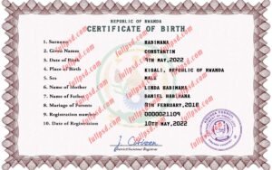 download Rwanda Birth certificate PSD Template fully editable