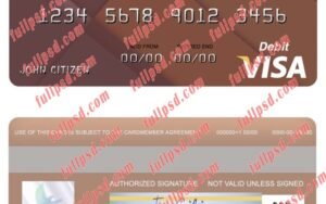 download Saint Lucia Scotiabank visa debit card psd template