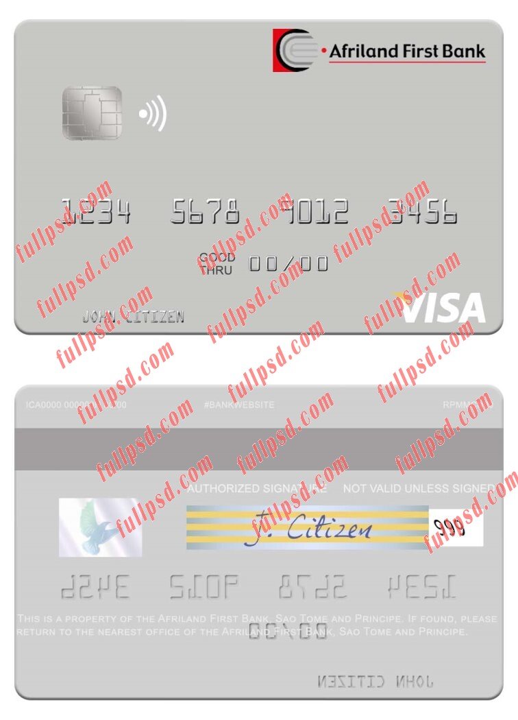 download Sao Tome and Principe Afriland First Bank visa debit card psd template