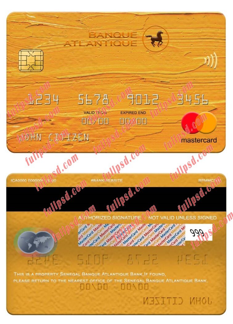 Senegal Ecobank Senegal mastercard psd template