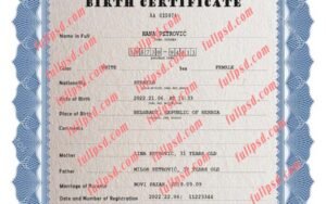 download Serbia Birth certificate PSD Template fully editable