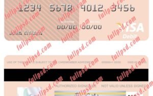 download Seychelles Bank of Baroda visa debit card psd template
