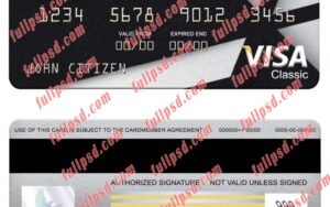 download Singapore DBS bank visa classic card psd template