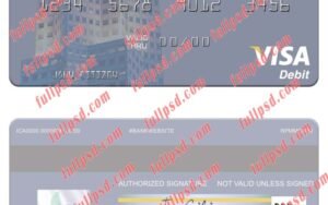 download Singapore UOB Singapore visa debit card psd template