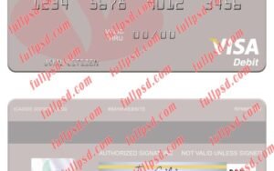 download Spain Banco Santander visa debit card psd template