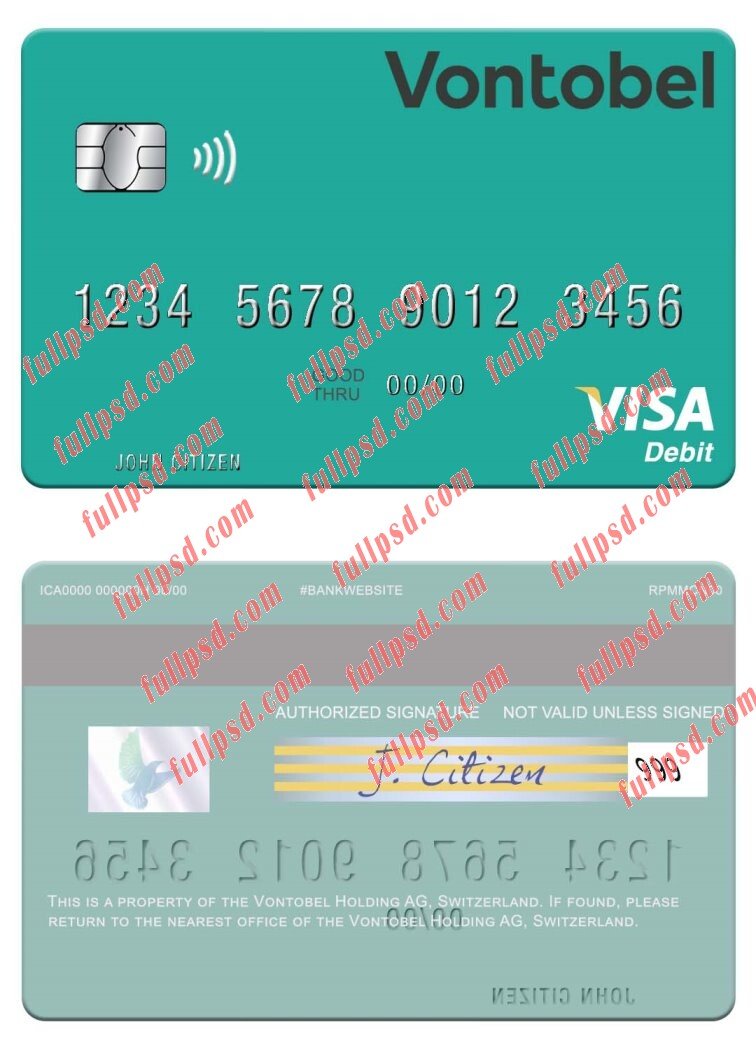 download Switzerland Vontobel Holding AG visa debit card psd template