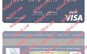 download Tajikistan Spitamen Bank visa debit card psd template