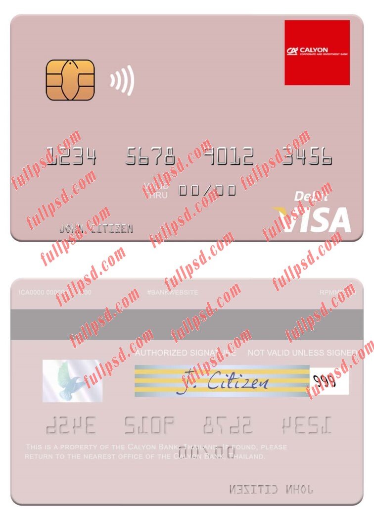 download Thailand Calyon Bank visa debit card psd template
