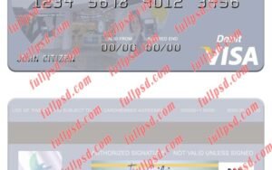 download Turkey Odeabank visa debit card psd template