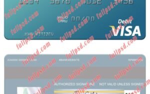 download Turkmenistan Rysgal JSCB visa debit card psd template
