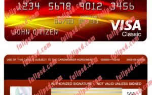 download USA BBT Corp. bank visa classic card psd template