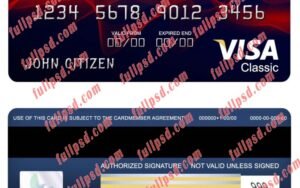 download USA BMO Bank of Montreal bank visa classic card psd template