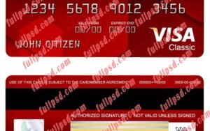 download USA Bank of America bank visa classic card psd template