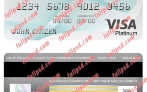 download USA Bank of the West bank visa platinum card psd template