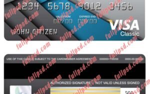 download USA California BlueVine bank visa classic card psd template