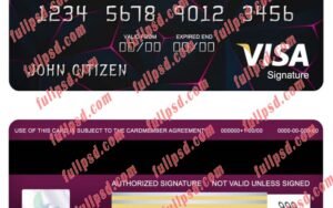 download USA California Varo bank visa signature card psd template