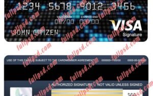 download USA Capital One bank visa signature card psd template