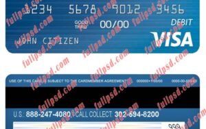 download USA Chase bank visa debit card psd template