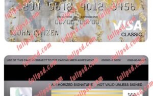 download USA Discover bank visa classic card psd template