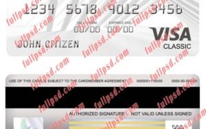 download USA First Bank of Wiki visa classic card psd template