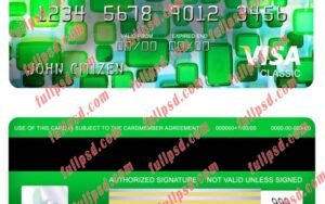 download USA Heritage bank visa classic card psd template