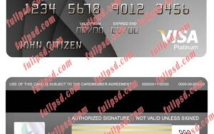 download USA Indiana Centier bank visa platinum card psd template