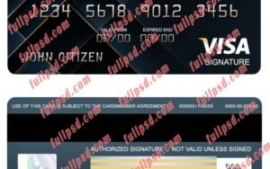 download USA JP Morgan Chase bank visa signature card psd template