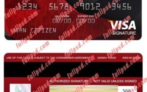download USA NAB bank visa signature card psd template