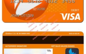 download USA PNC bank Visa Debit Card psd template