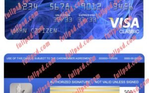 download USA U.S. bank visa classic card psd template