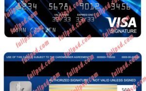 download USA USAA bank visa signature card psd template