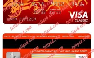 download USA Wells Fargo bank visa classic card psd template