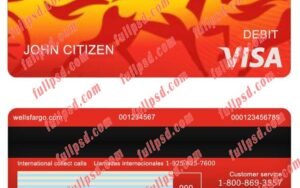 download USA Wells Fargo bank visa debit card V2 psd template
