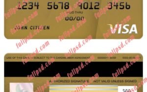 download United Kingdom LHV bank visa gold card psd template