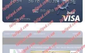 download Uzbekistan KDB Bank visa debit card psd template