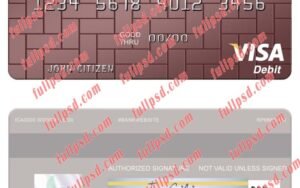 download Uzbekistan Ziraat Bank visa debit card psd template